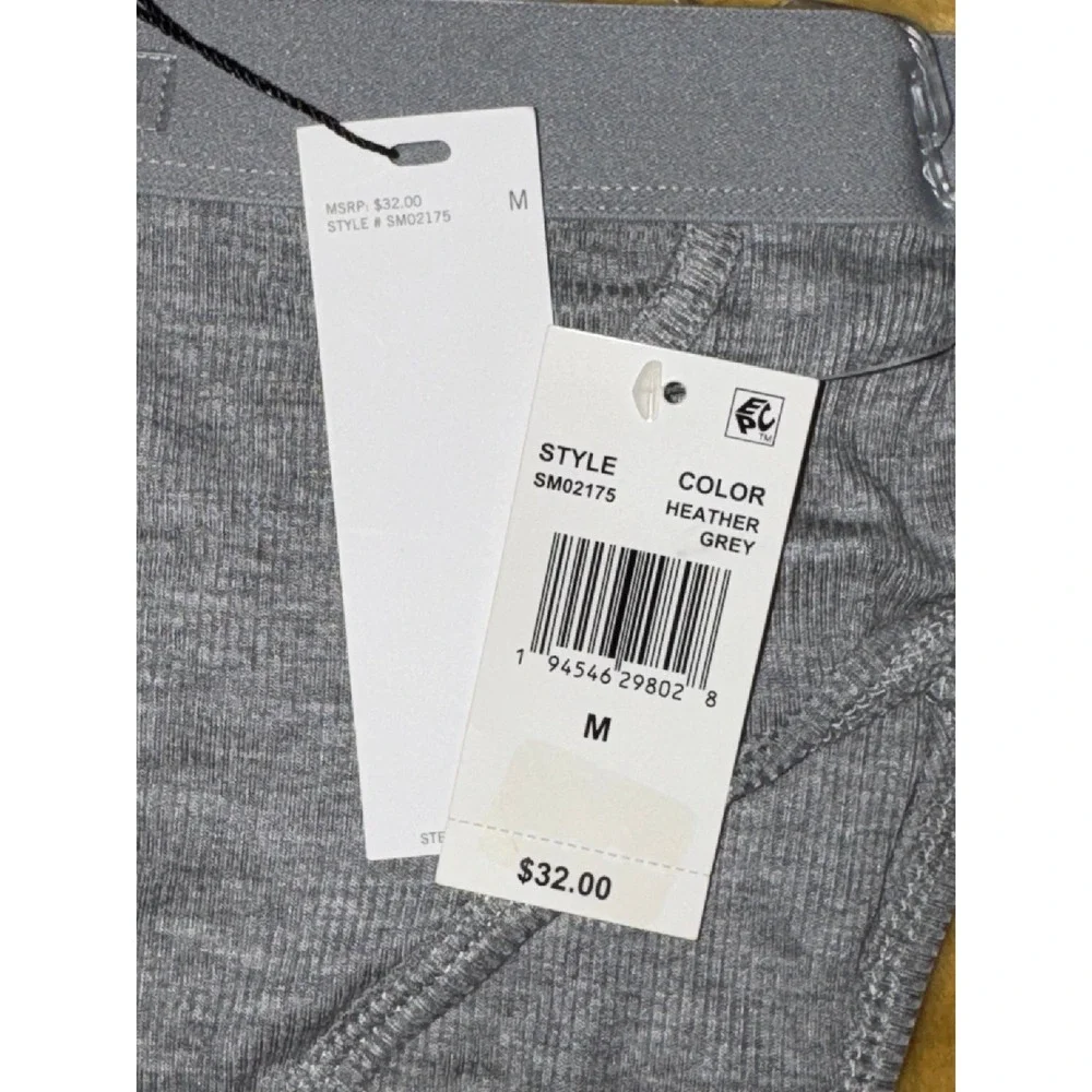 Steve Madden Ribbed Brief Underwear Classic Style, Heather Grey,‎ Size M, NWT